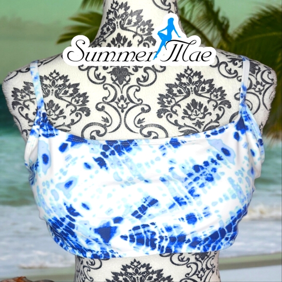SUMMER MAE Blue & White Tie Dye Bikini Top- XLarge - Picture 1 of 5